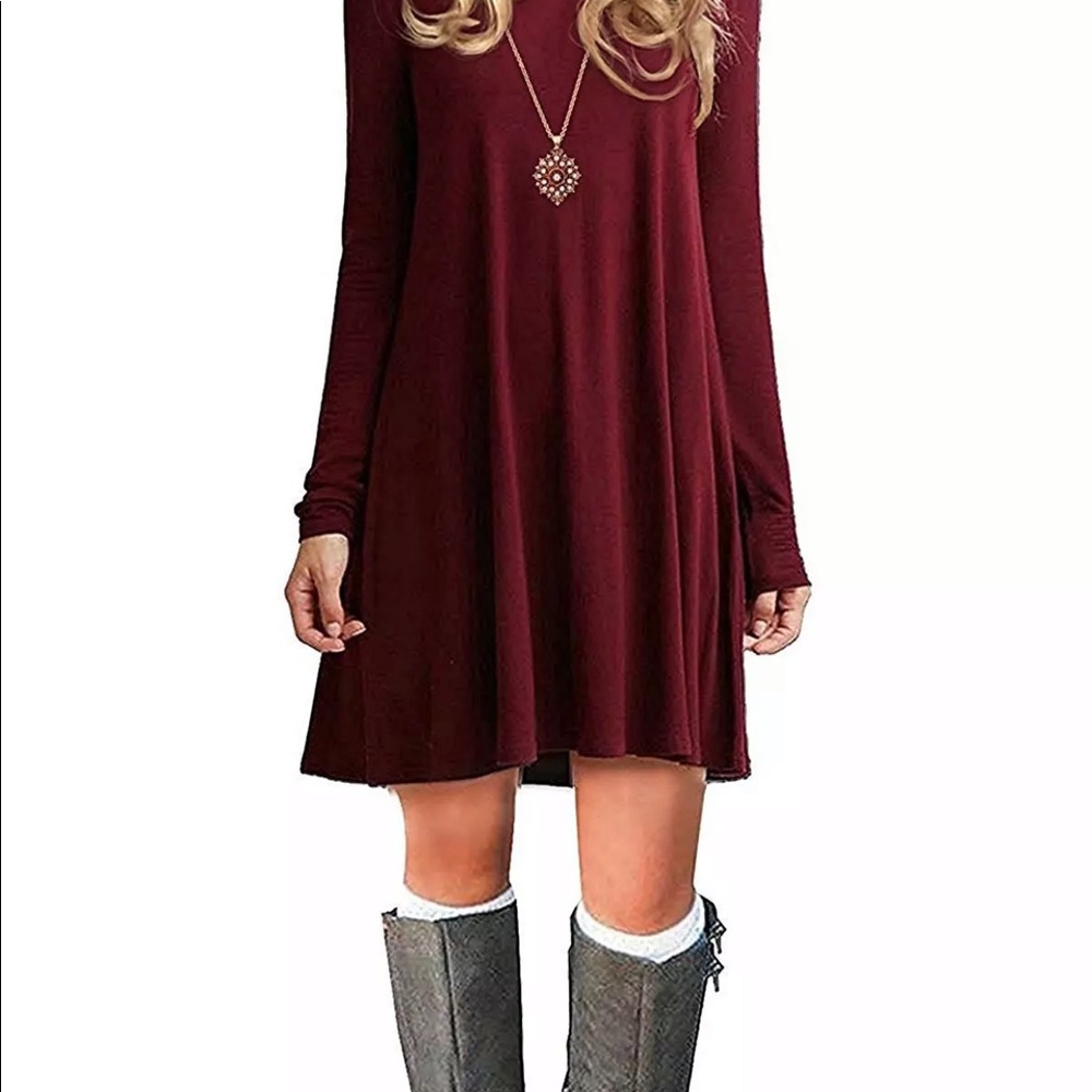 Gorgeous fall winter dress burgundy large lipstick